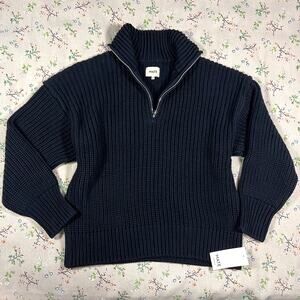 MATE the Label Organic Cotton Half Zip Sweater Jet Black M/L